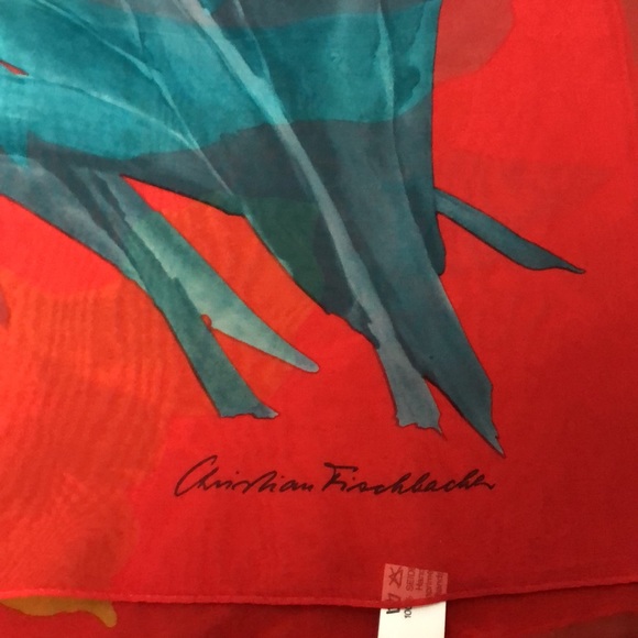VTG Christian Fischbacher Signature Silk Scarf Stunning Iris Floral Pattern - Picture 7 of 15